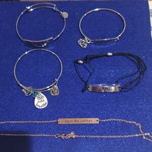 Inspirational Silver and Black Bracelet Set